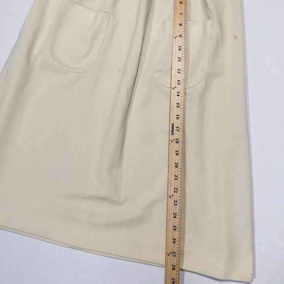 Vtg 70s Kay Windsor 28W Pale Yellow High Waist Pockets Pleated A line Midi Skirt - Picture 5 of 6